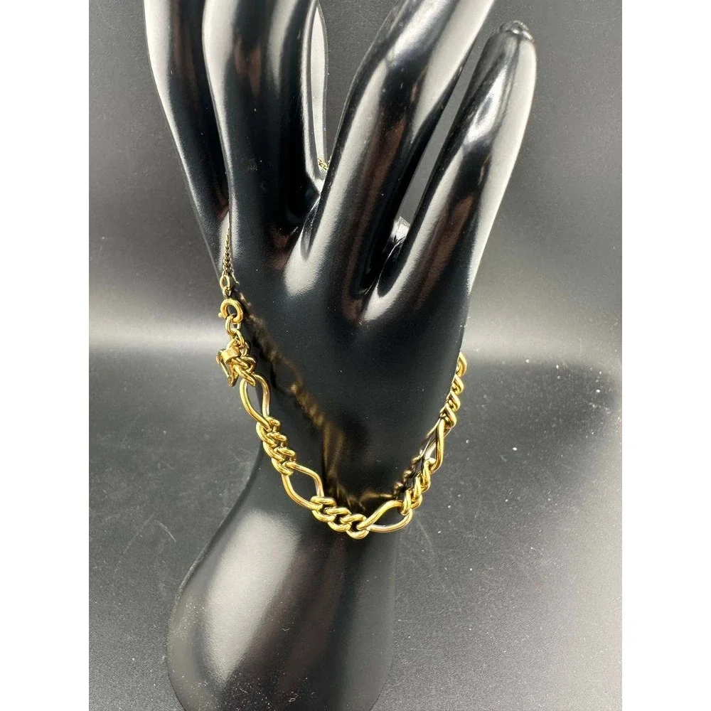 Vintage Monet Gold Tone Mixed Link Chain Bracelet Costume Jewelry - 056(60)